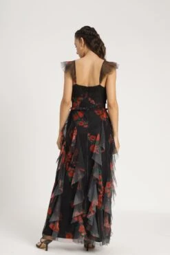Malin Maxi Dress In Black And Red Floral -Lace & Beads Shop MalinMaxiinBlackandRedFloral 5