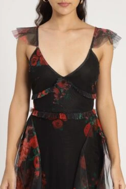 Malin Maxi Dress In Black And Red Floral -Lace & Beads Shop MalinMaxiinBlackandRedFloral 8