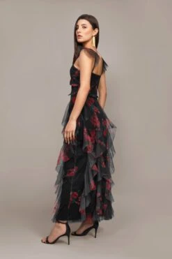 Malin Maxi Dress In Black And Red Floral -Lace & Beads Shop Malin Maxi in Black and Red Floral 1