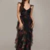 Malin Maxi Dress In Black And Red Floral 2 Malin Maxi Dress In Black And Red Floral -Lace & Beads Shop Malin Maxi in Black and Red Floral 2