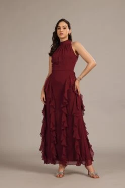 Malinina Maxi Dress In Burgundy