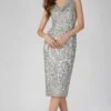 Marita Embellished Midi Dress In Silver