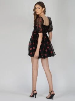 Melanie Rose Puff Sleeve Mini Dress -Lace & Beads Shop Melanie 3 Copy
