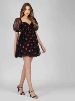 Melanie Rose Puff Sleeve Mini Dress -Lace & Beads Shop Melanie 6 Copy