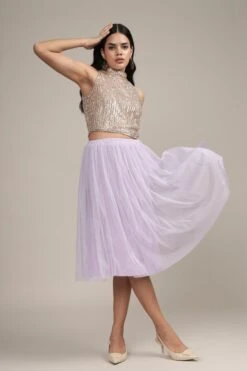 Merlin Lilac Tulle Midi Skirt -Lace & Beads Shop MerlinMidiSkirtinLilac 3