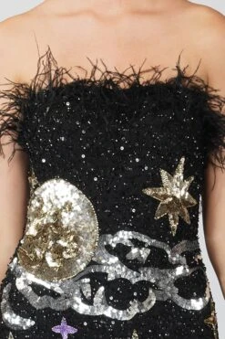Midnight Sequin Feather Mini Dress In Black -Lace & Beads Shop MidnightDress 5