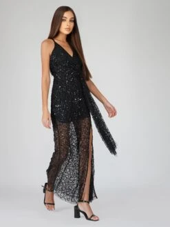 Nair Black Sequin Maxi Dress -Lace & Beads Shop NairBlack 4