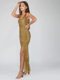 Nair Gold Sequin Maxi Dress -Lace & Beads Shop NairGold 5