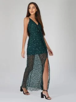 Nair Green Sequin Maxi Dress -Lace & Beads Shop NairGreen 1