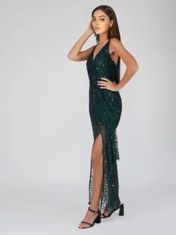 Nair Green Sequin Maxi Dress -Lace & Beads Shop NairGreen 3