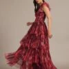 Naomi Maxi Dress In Deep Red Floral -Lace & Beads Shop NaomiMaxiinDeepRedRose 1