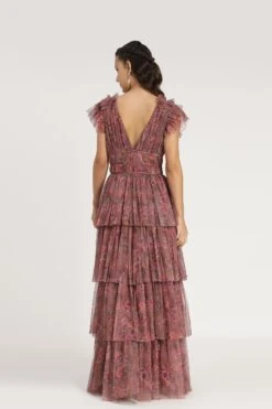 Naomi Maxi Dress In Purple Floral -Lace & Beads Shop NaomiMaxiinPurpleFloralA 4
