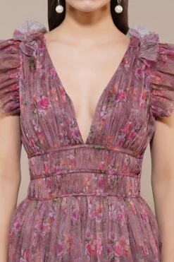 Naomi Maxi Dress In Purple Floral -Lace & Beads Shop Naomi Maxi Dress in Purple Floral 1