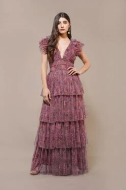 Naomi Maxi Dress In Purple Floral