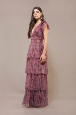 Naomi Maxi Dress In Purple Floral -Lace & Beads Shop Naomi Maxi Dress in Purple Floral 5
