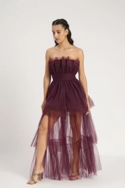 Natalia Tulle Maxi Dress In Plum -Lace & Beads Shop NataliaMaxiinPlum 3