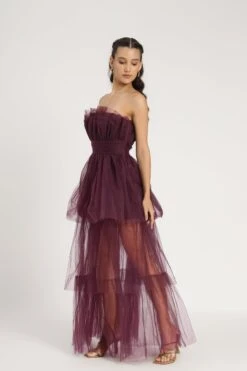 Natalia Tulle Maxi Dress In Plum -Lace & Beads Shop NataliaMaxiinPlum 5