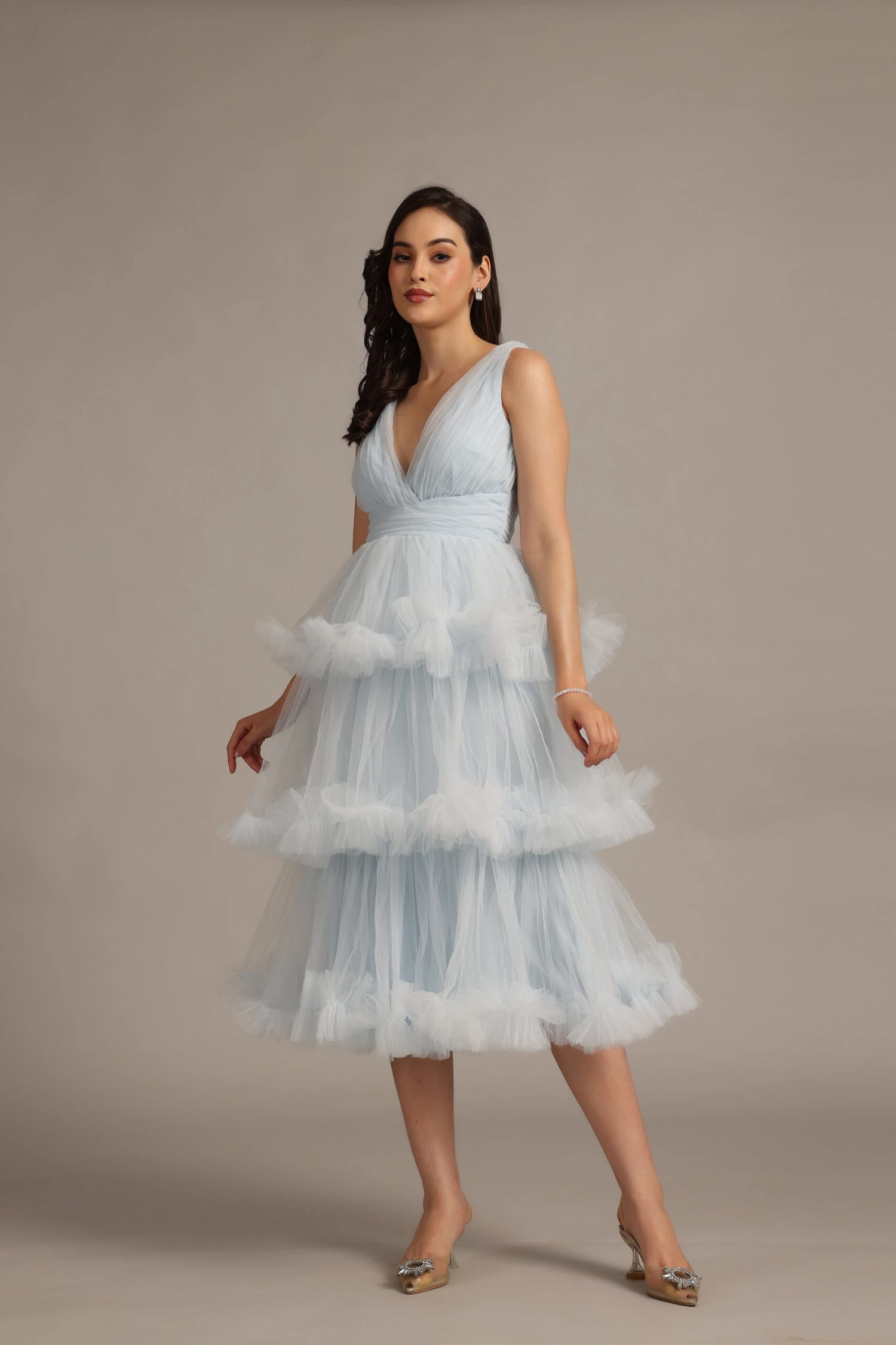 Neddin Midaxi In Powder Blue 5 Neddin Midaxi In Powder Blue - Image 3