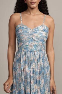 Nelex Metallic Printed Midi Dress In Blue -Lace & Beads Shop Nelex Metallic Printed Midi Dress in Blue 10