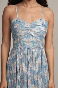 Nelex Metallic Printed Midi Dress In Blue -Lace & Beads Shop Nelex Metallic Printed Midi Dress in Blue 11