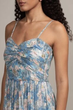 Nelex Metallic Printed Midi Dress In Blue -Lace & Beads Shop Nelex Metallic Printed Midi Dress in Blue 12