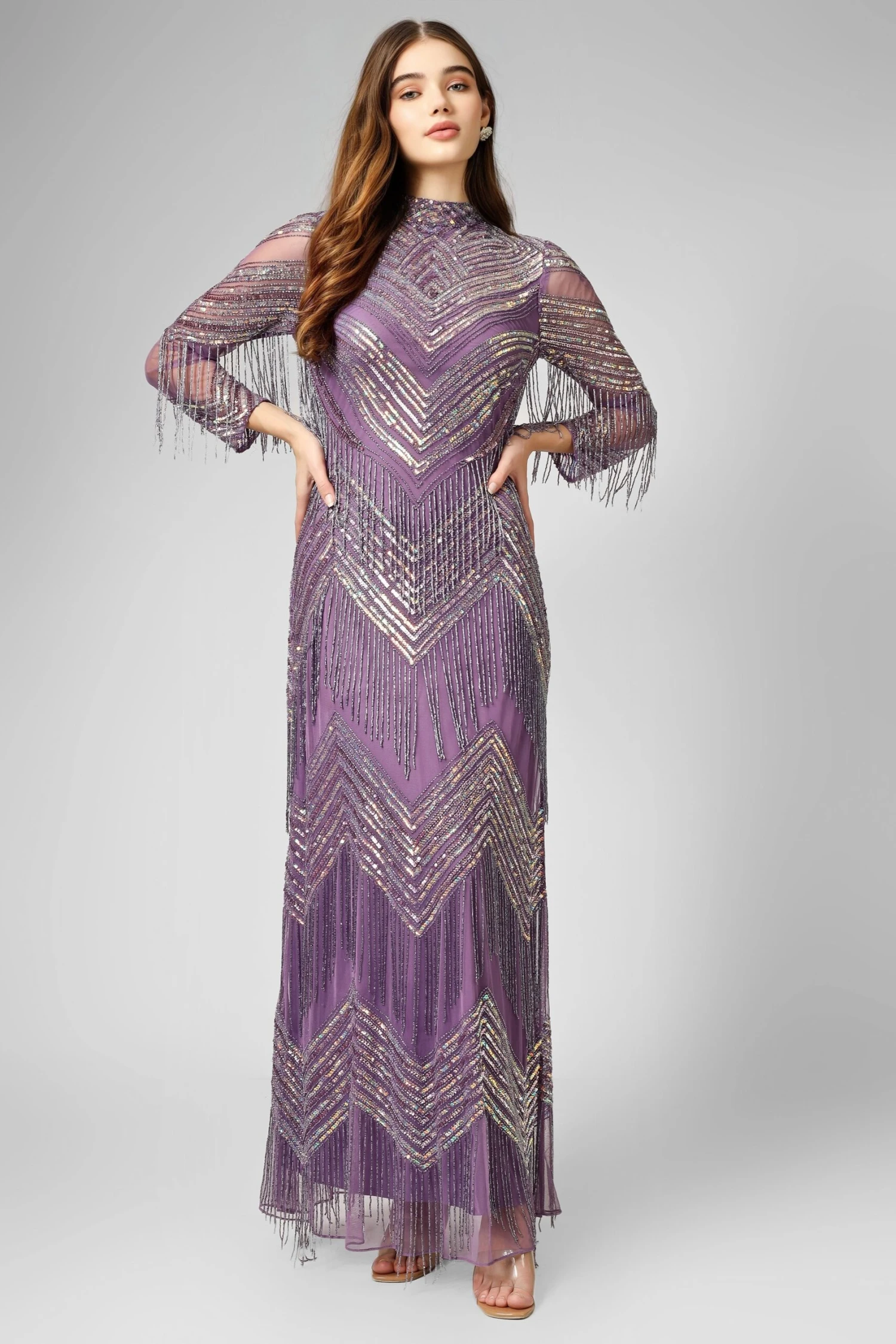 Nelissa Purple Fringe Dress 3 Nelissa Purple Fringe Dress