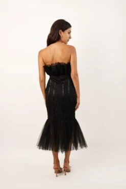 Nero Black Strapless Midi Dress -Lace & Beads Shop NeroDressBlack 3