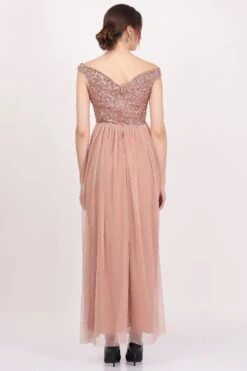 Nina Taupe Embellished Bridesmaid Maxi Dress -Lace & Beads Shop NinaTaupeMaxiDress 1