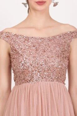 Nina Taupe Embellished Bridesmaid Maxi Dress -Lace & Beads Shop NinaTaupeMaxiDress 2