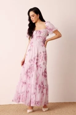 Noore Maxi Dress In Purple Floral