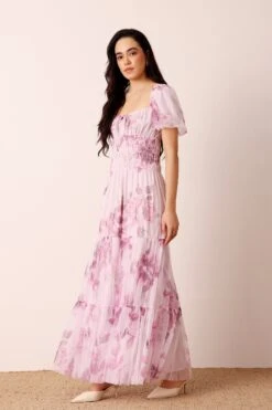 Noore Maxi Dress In Purple Floral 12 Noore Maxi Dress In Purple Floral -Lace & Beads Shop Noore Maxi in Purple Floral 5