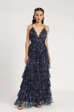 Oakley Maxi Dress In Blue Print