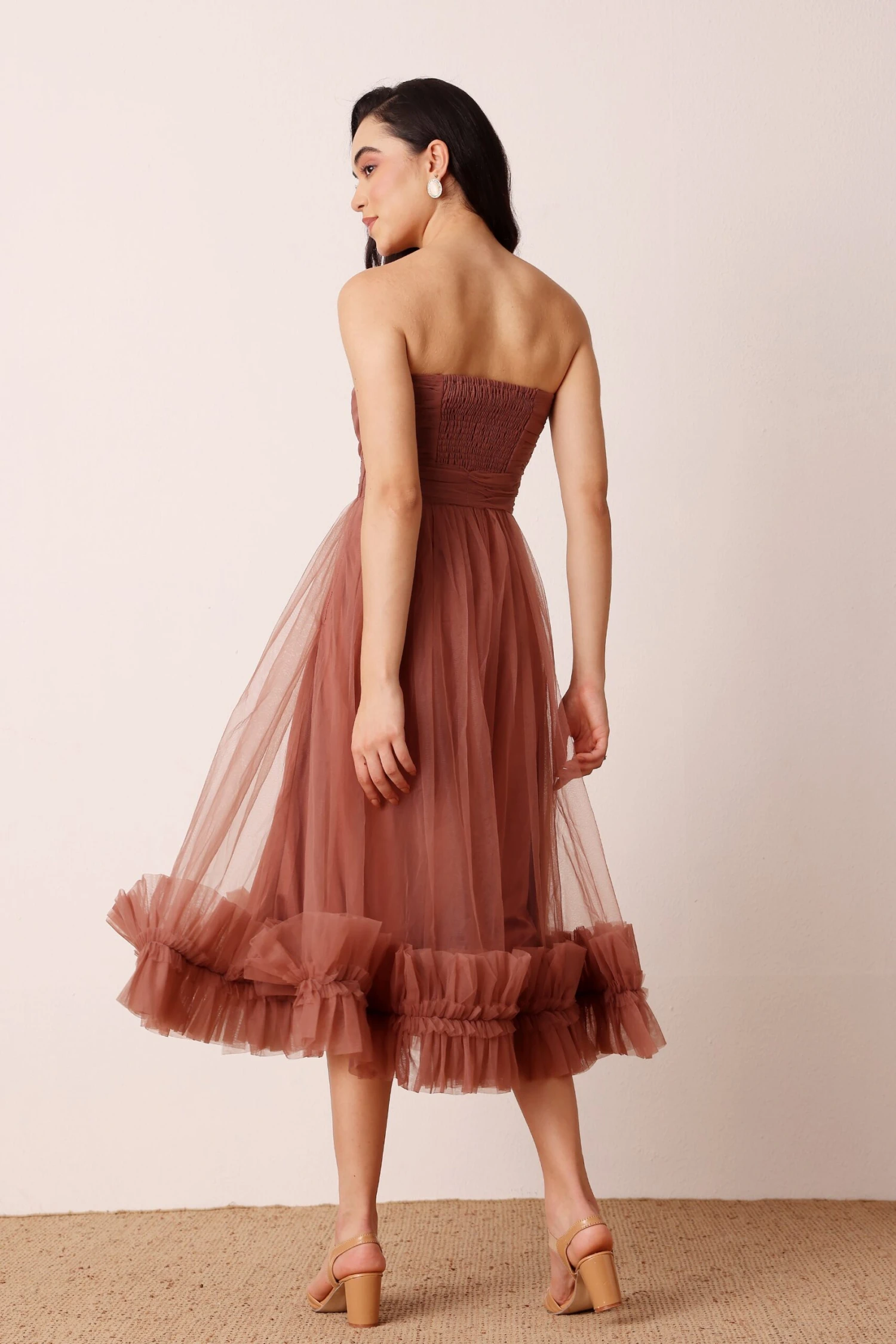 Orion Midi Dress In Rose Brown 5 Orion Midi Dress In Rose Brown - Image 3