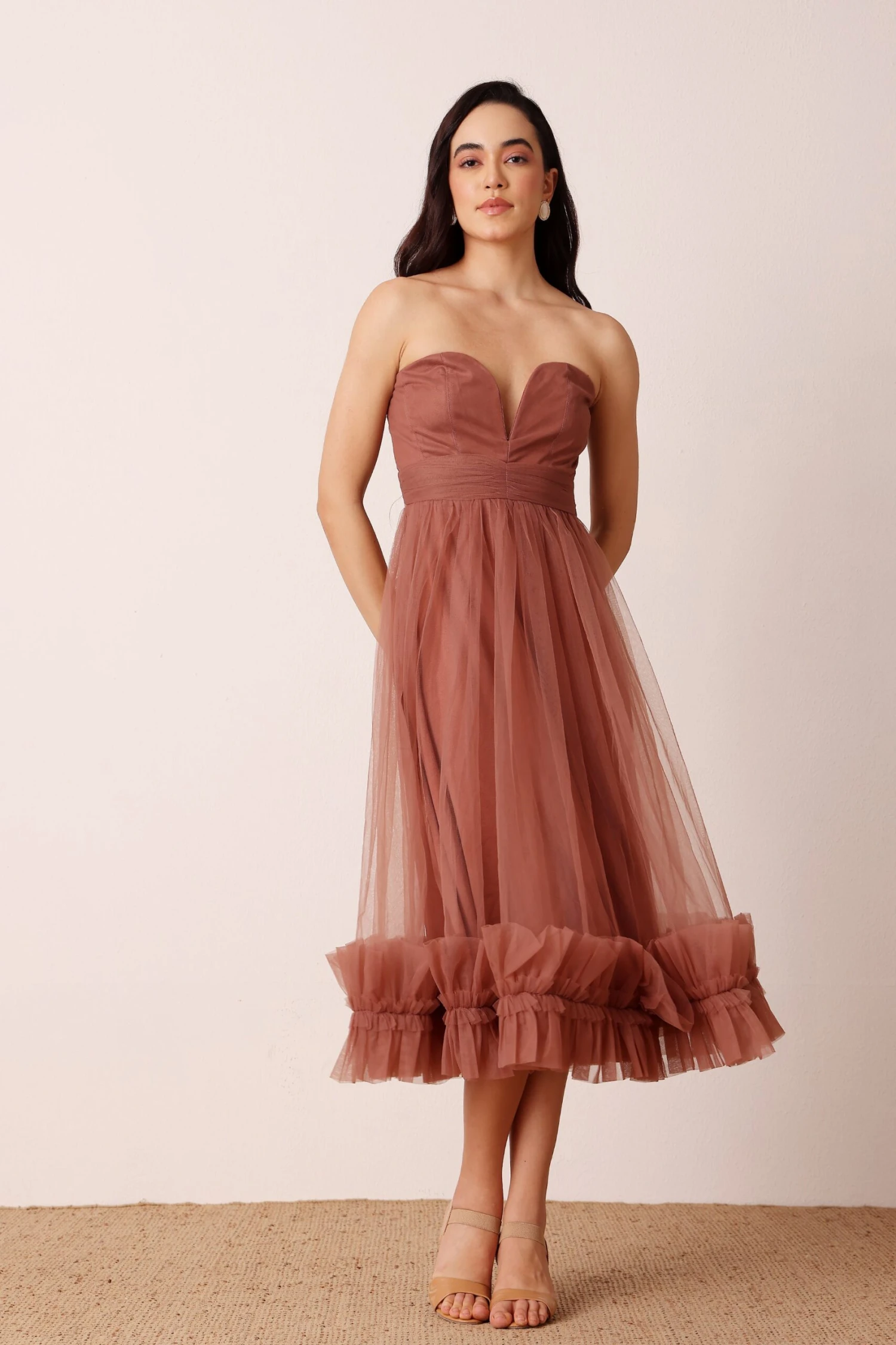 Orion Midi Dress In Rose Brown 4 Orion Midi Dress In Rose Brown - Image 2