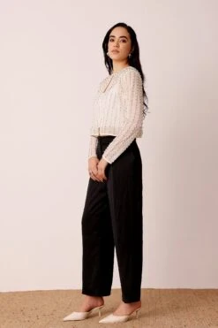 Pearl Embellished Sheer Cropped Jacket In Ivory -Lace & Beads Shop Pearl Embellished Sheer Cropped Jacket in Ivory 5