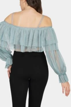 Perch Tulle Top In Teal -Lace & Beads Shop PerchTop 3