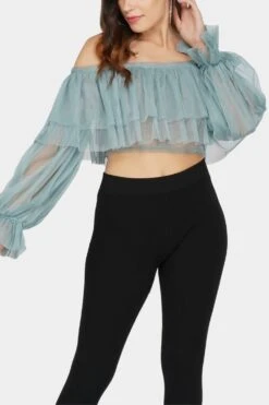 Perch Tulle Top In Teal -Lace & Beads Shop PerchTop 4