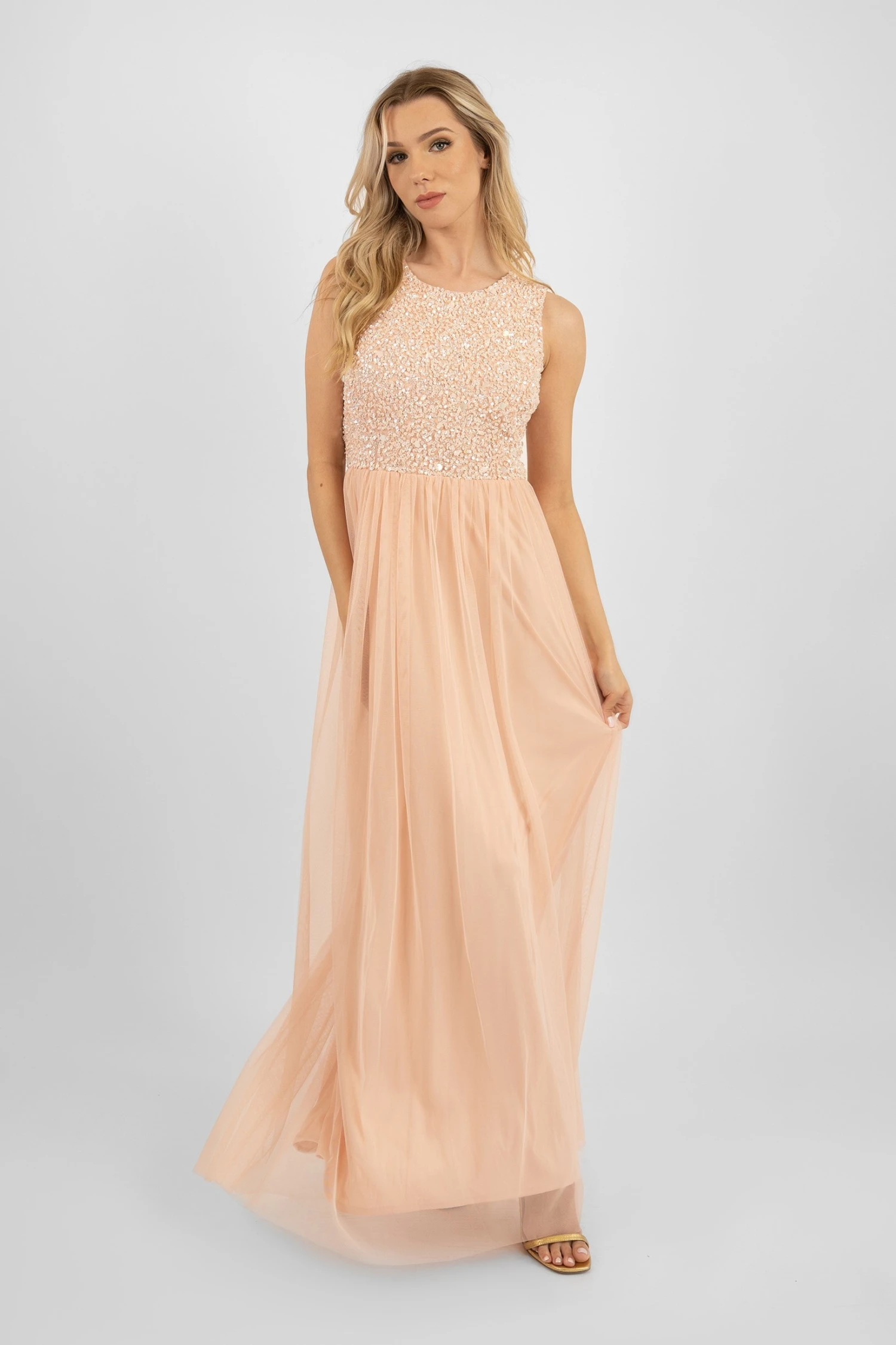 Picasso Blush Pink Embellished Bridesmaid Maxi Dress 3 Picasso Blush Pink Embellished Bridesmaid Maxi Dress