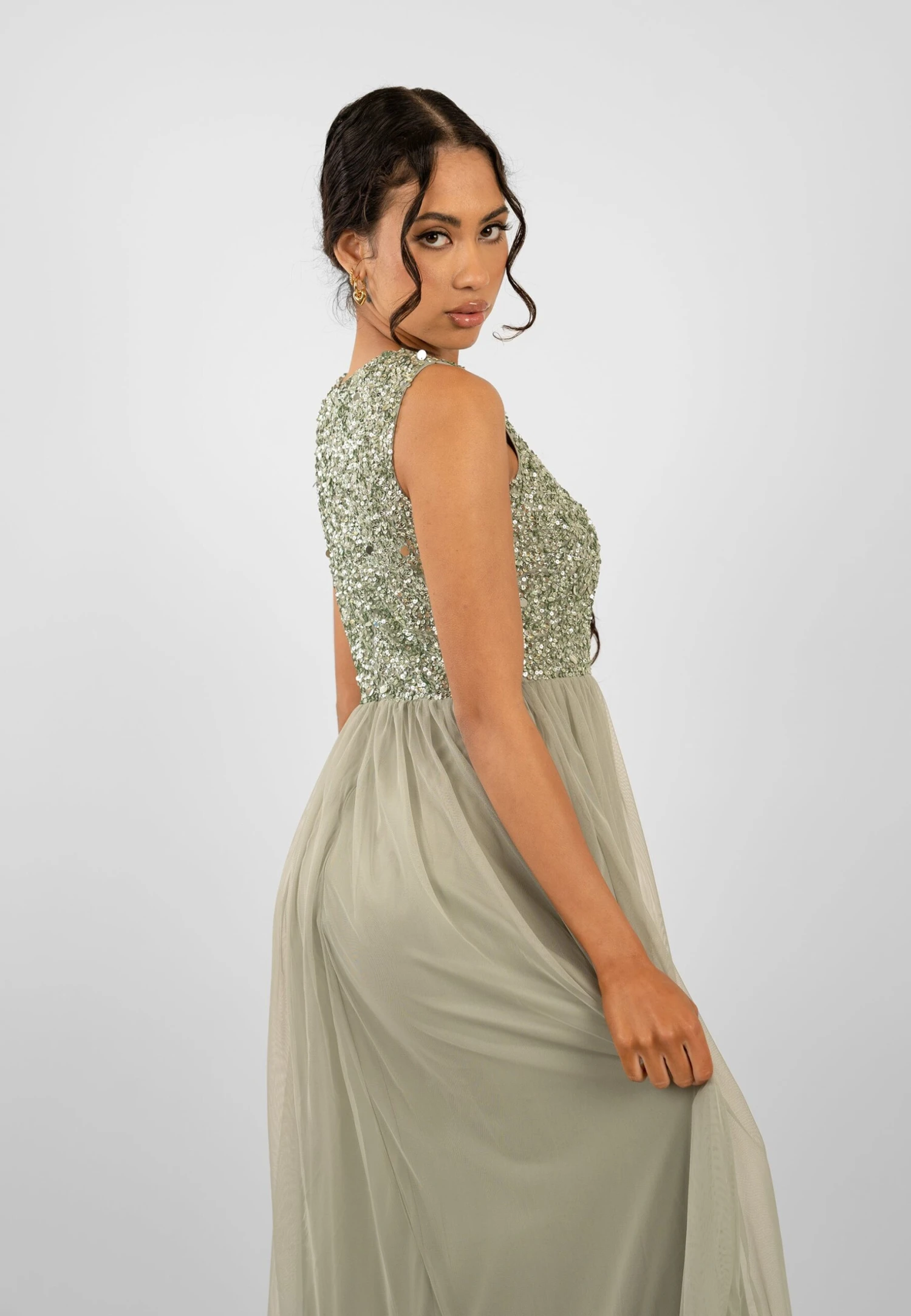 Picasso Sage Green Embellished Bridesmaid Dress 8 Picasso Sage Green Embellished Bridesmaid Dress - Image 6