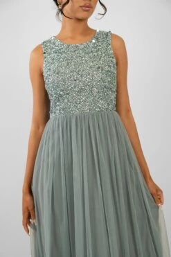 Picasso Teal Embellished Bridesmaid Maxi Dress -Lace & Beads Shop PicassoMaxiTeal 2