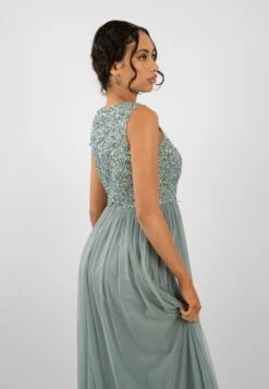 Picasso Teal Embellished Bridesmaid Maxi Dress -Lace & Beads Shop PicassoMaxiTeal 4