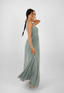 Picasso Teal Embellished Bridesmaid Maxi Dress -Lace & Beads Shop PicassoMaxiTeal 6