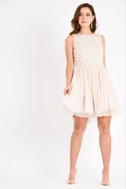 Hazel Blush Embellished Skater In Nude -Lace & Beads Shop PicassoSKaterNude 10