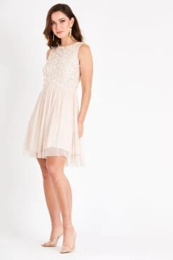 Hazel Blush Embellished Skater In Nude -Lace & Beads Shop PicassoSKaterNude 9