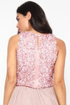 Picasso Pink Sequin Top -Lace & Beads Shop PicassoTopback