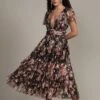 Madison Black Floral Tulle Midi Dress 1 Madison Black Floral Tulle Midi Dress -Lace & Beads Shop RESIZEDMadisonMidiinBlackFloral 2