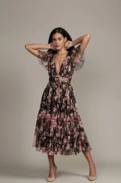 Madison Black Floral Tulle Midi Dress -Lace & Beads Shop RESIZEDMadisonMidiinBlackFloral 4