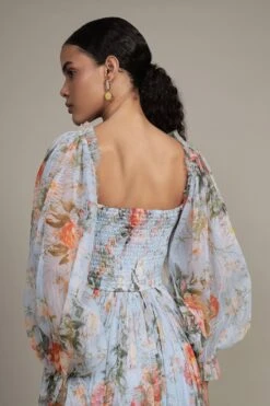 Lana Maxi Dress In Blue Floral Print -Lace & Beads Shop RESIZED Lana Maxi in Blue Floral 1