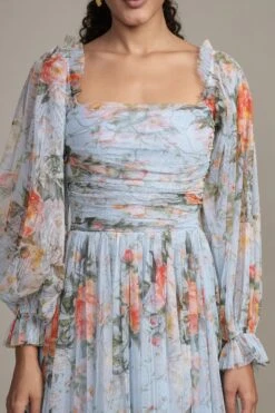 Lana Maxi Dress In Blue Floral Print -Lace & Beads Shop RESIZED Lana Maxi in Blue Floral 10