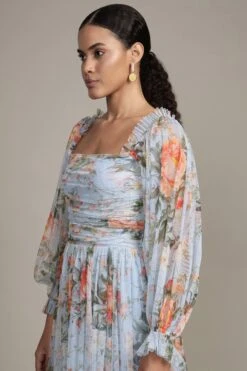 Lana Maxi Dress In Blue Floral Print -Lace & Beads Shop RESIZED Lana Maxi in Blue Floral 11